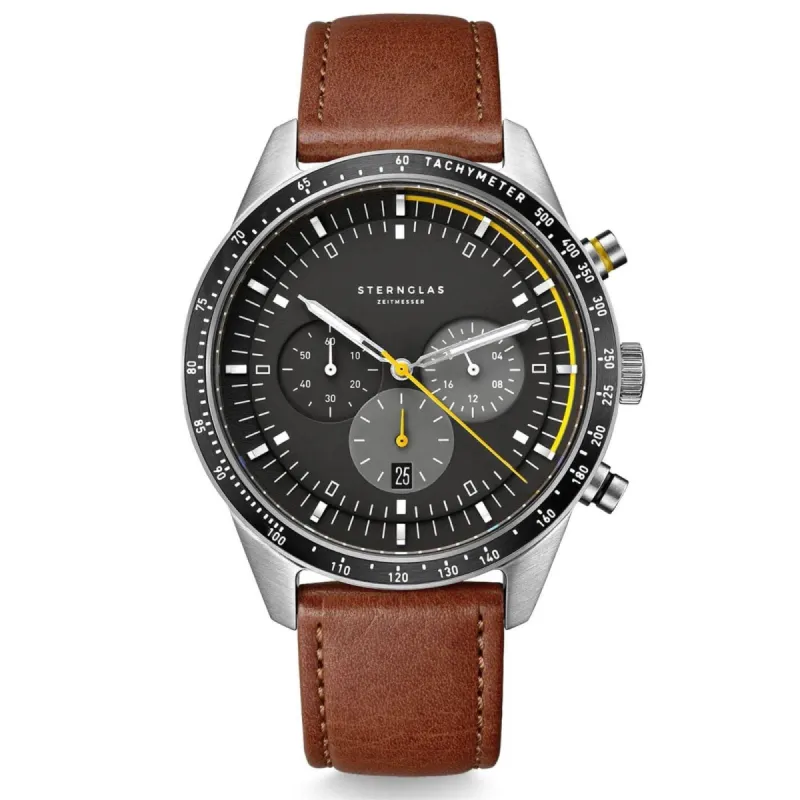 Sternglas S01-TY03-MO11 Men's The Tachymeter Leather Strap Wristwatch sold by H.S. Johnson
