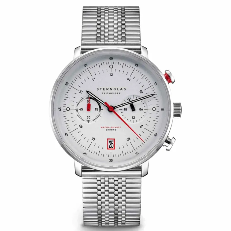 Sternglas S01-HC10-ME08 Men's Hamburg Chrono Silver Wristwatch sold by H.S. Johnson