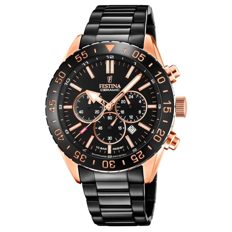 Festina F20578/1 Men's Chronograph With Black Tone Steel Bracelet Wristwatch sold by H.S. Johnson