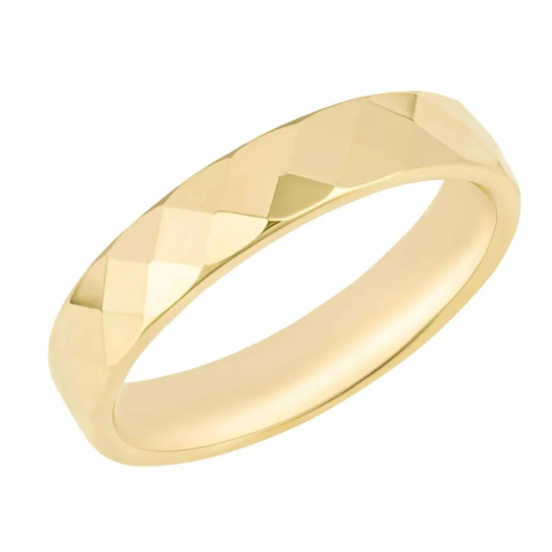 Elements Gold GR616 52 Hexagonal Textured Ring sold by H.S. Johnson