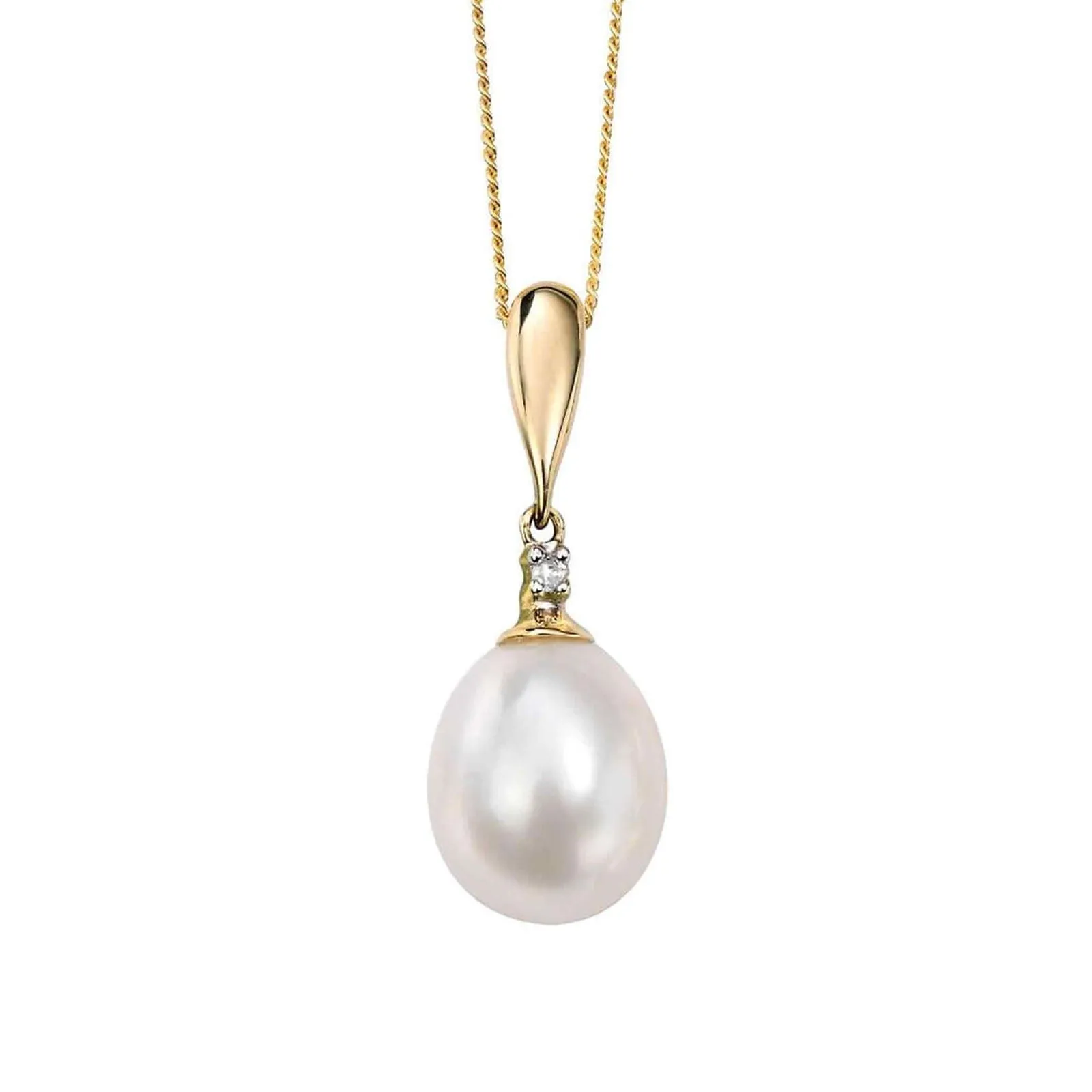 Elements Gold GP758W Freshwater Pearl and Diamond Drop Pendant sold by H.S. Johnson