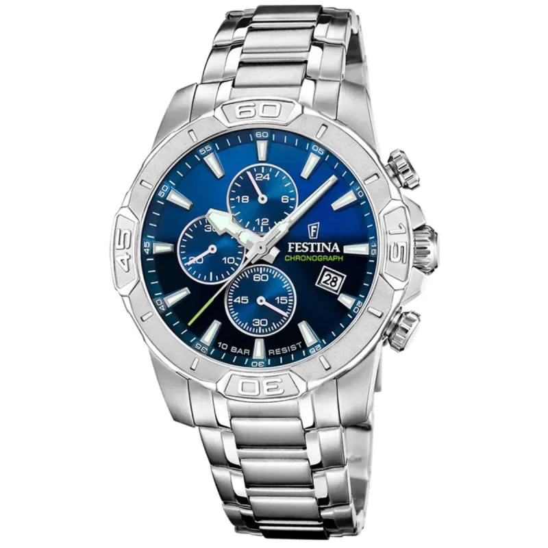 Festina F20704/4 Men's Blue Timeless Chronograph Wristwatch sold by H.S. Johnson