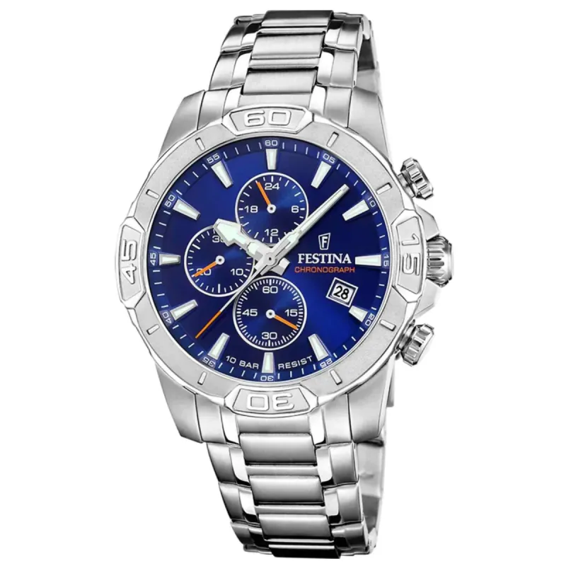 Festina F20704/2 Men's Blue Timeless Chronograph Wristwatch sold by H.S. Johnson