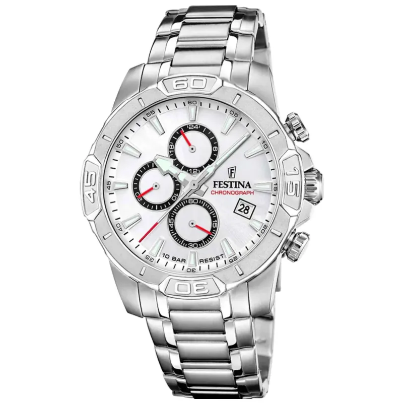Festina F20704/1 Men's White Timeless Chronograph Wristwatch sold by H.S. Johnson