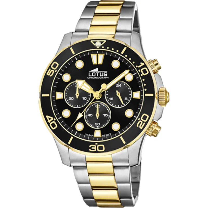 Lotus L18757/2 Men's Black Dial Chronograph Two Tone Watch sold by H.S. Johnson