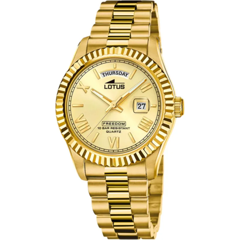 Lotus L18857/1 Men's Gold Dial Day Date Watch sold by H.S. Johnson