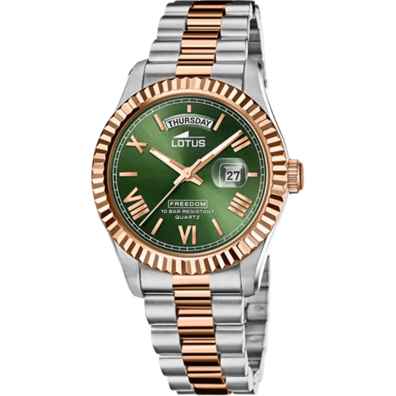 Lotus L18856/3 Men's Green Dial Day Date Two Tone Watch sold by H.S. Johnson