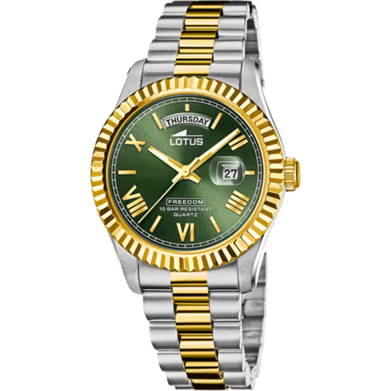 Lotus L18855/3 Men's Green Dial Day Date Two Tone Watch sold by H.S. Johnson