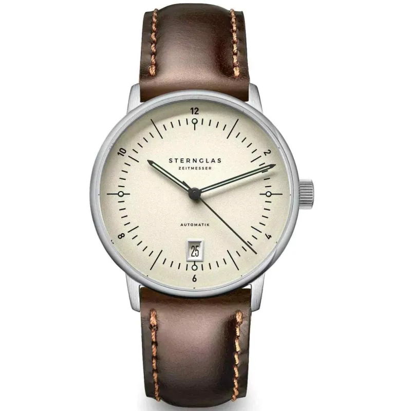 Sternglas S02-NP26-BR03 Men's Naos Pro Brown Leather Strap Wristwatch sold by H.S. Johnson