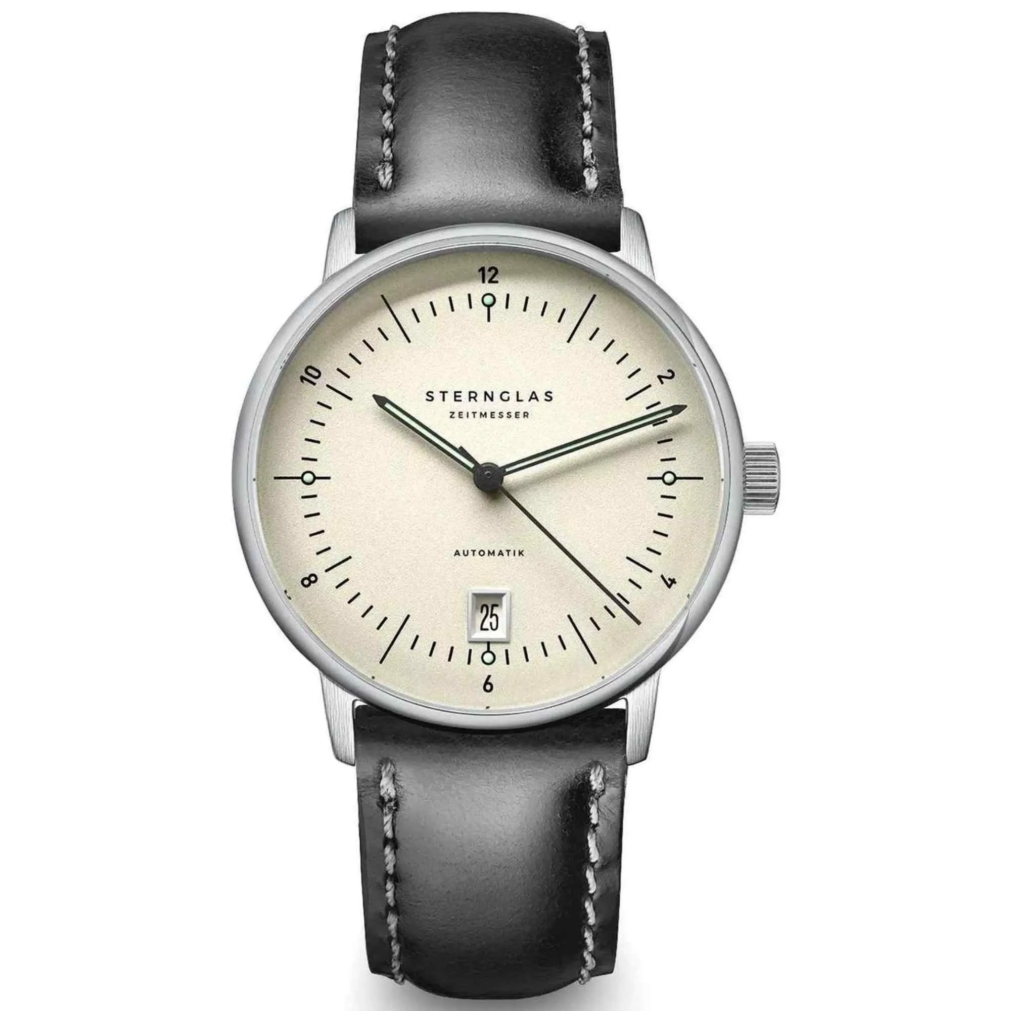 Sternglas S02-NP26-BR02 Men's Naos Pro Black Leather Strap Wristwatch sold by H.S. Johnson