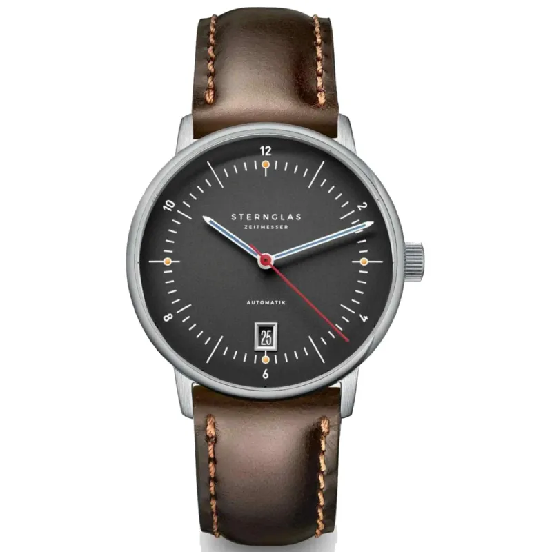 Sternglas S02-NP11-BR03 Men's Naos Pro Brown Leather Strap Wristwatch sold by H.S. Johnson