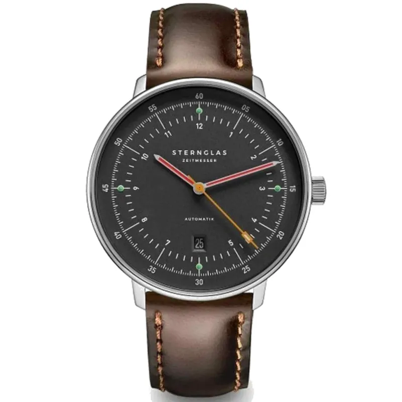 Sternglas S02-HH39-BR03 Men's Hamburg Neugraphite Automatic Wristwatch sold by H.S. Johnson