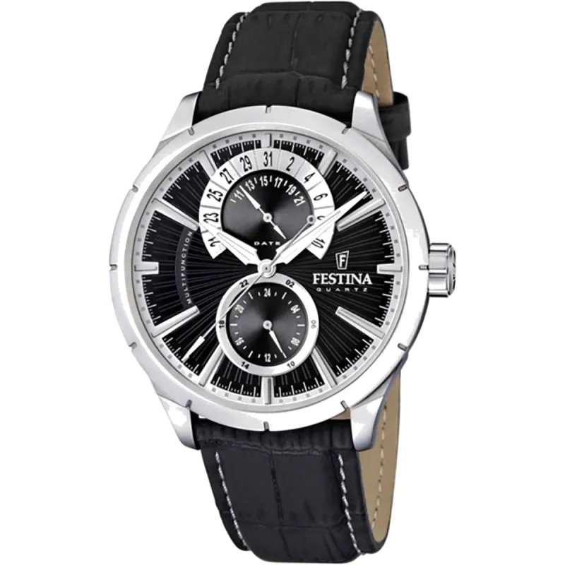 Festina F16573/3 Men's Retro Black Dial Wristwatch sold by H.S. Johnson