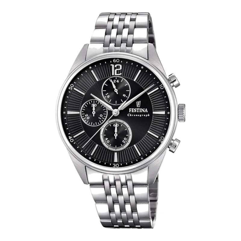 Festina F20285/4 Men's Timeless Chronograph Black Dial Wristwatch sold by H.S. Johnson