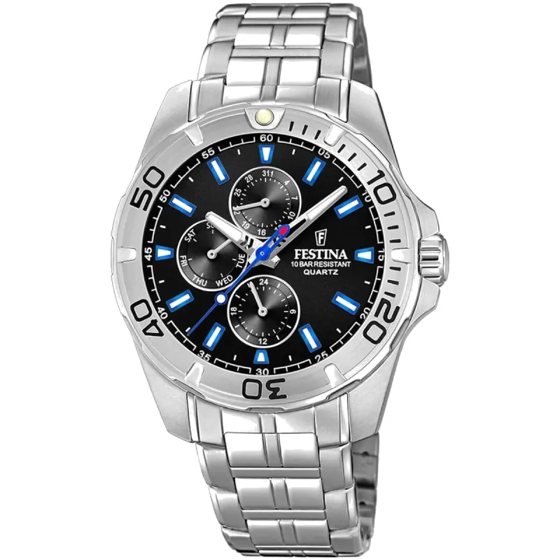 Festina F20445/6 Men's Black Dial Multi-Function Wristwatch sold by H.S. Johnson