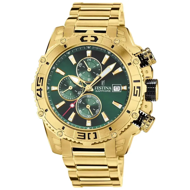 Festina F20492/3 Men's Prestige Chronograph Green Dial Wristwatch sold by H.S. Johnson