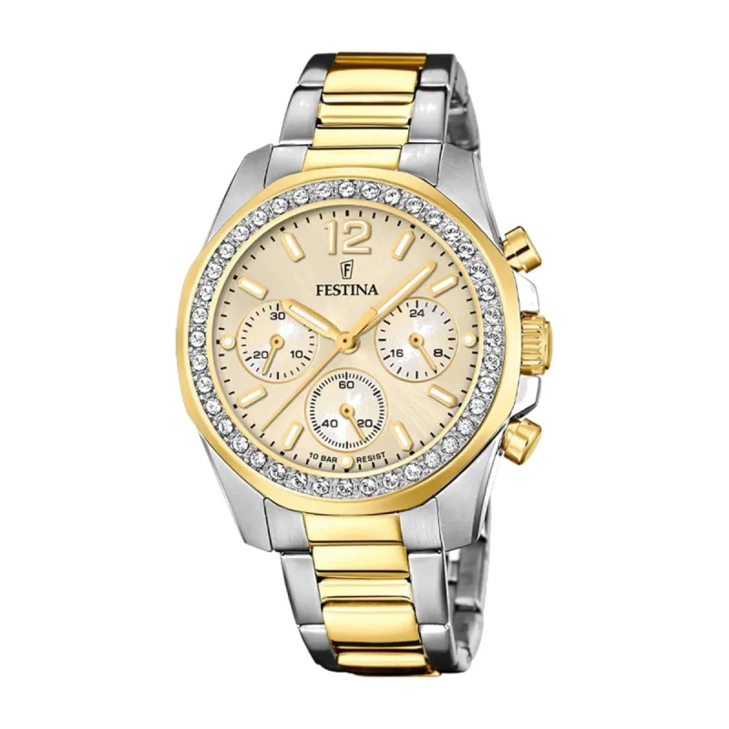 Festina F20607/3 Women's Boyfriend Gold Dial Watch sold by H.S. Johnson