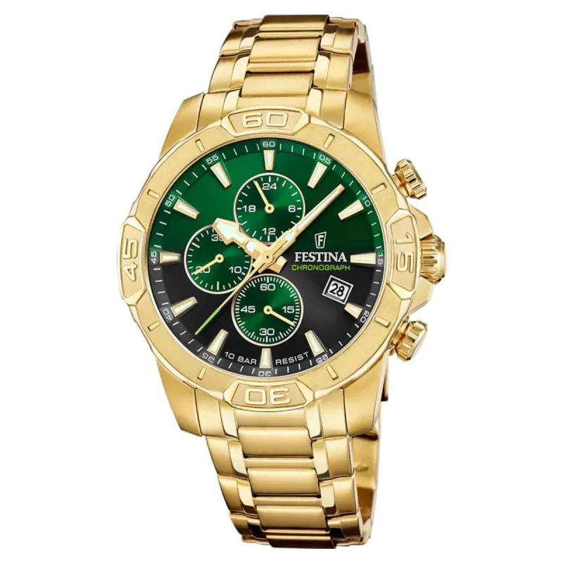 Festina F20705/6 Men's Green Timeless Chronograph Wristwatch sold by H.S. Johnson