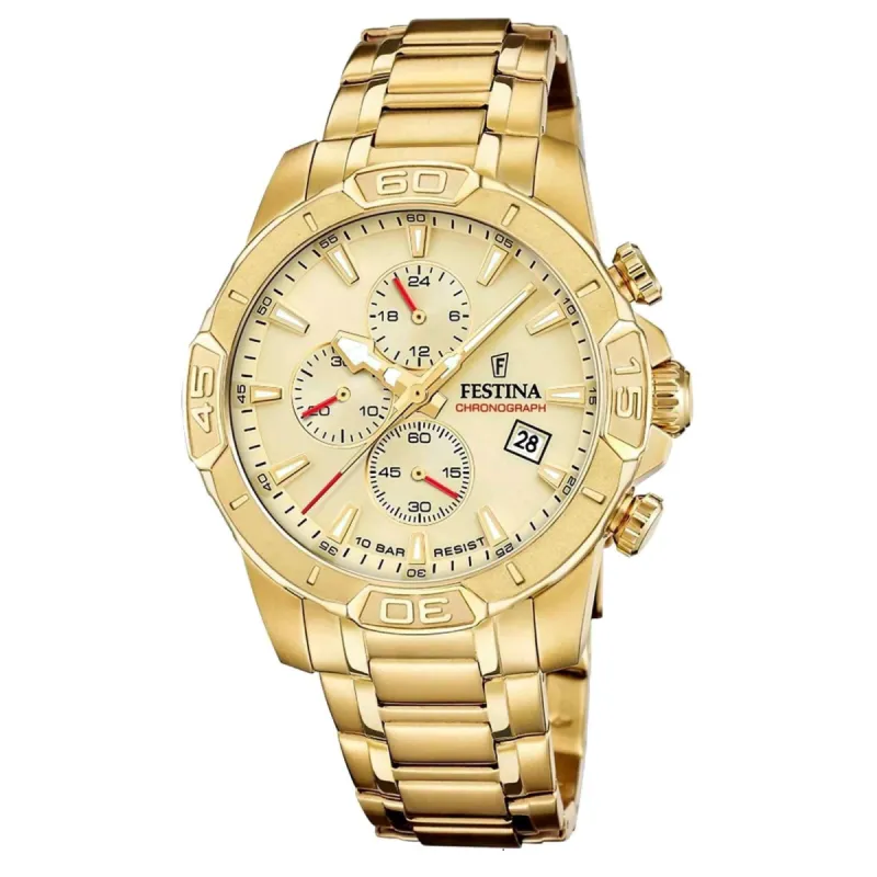 Festina F20705/2 Men's Gold Timeless Chronograph Wristwatch sold by H.S. Johnson