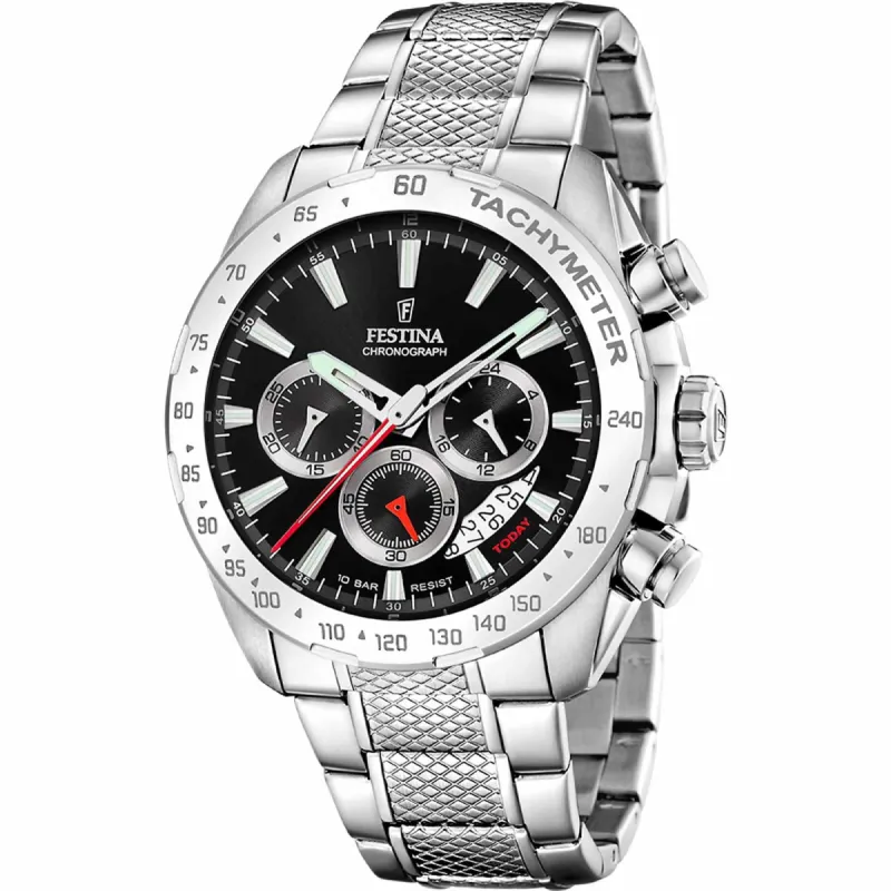 Festina F20668/4 Men's Black Dial Chronograph Wristwatch sold by H.S. Johnson