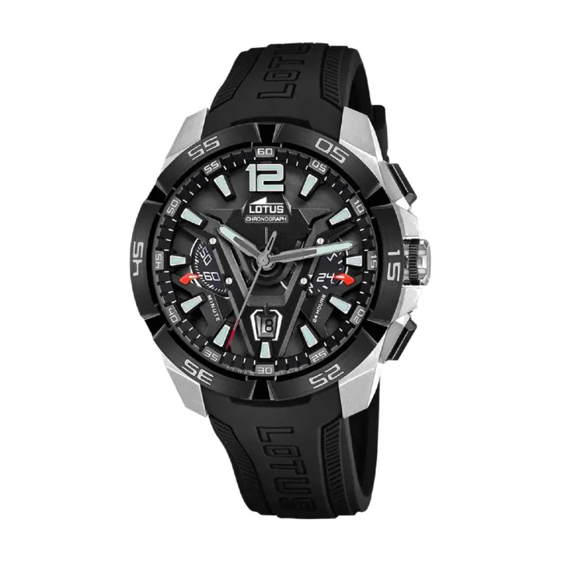 Lotus L18944/2 Men's Vortex Black Rubber Chronograph Wristwatch sold by H.S. Johnson