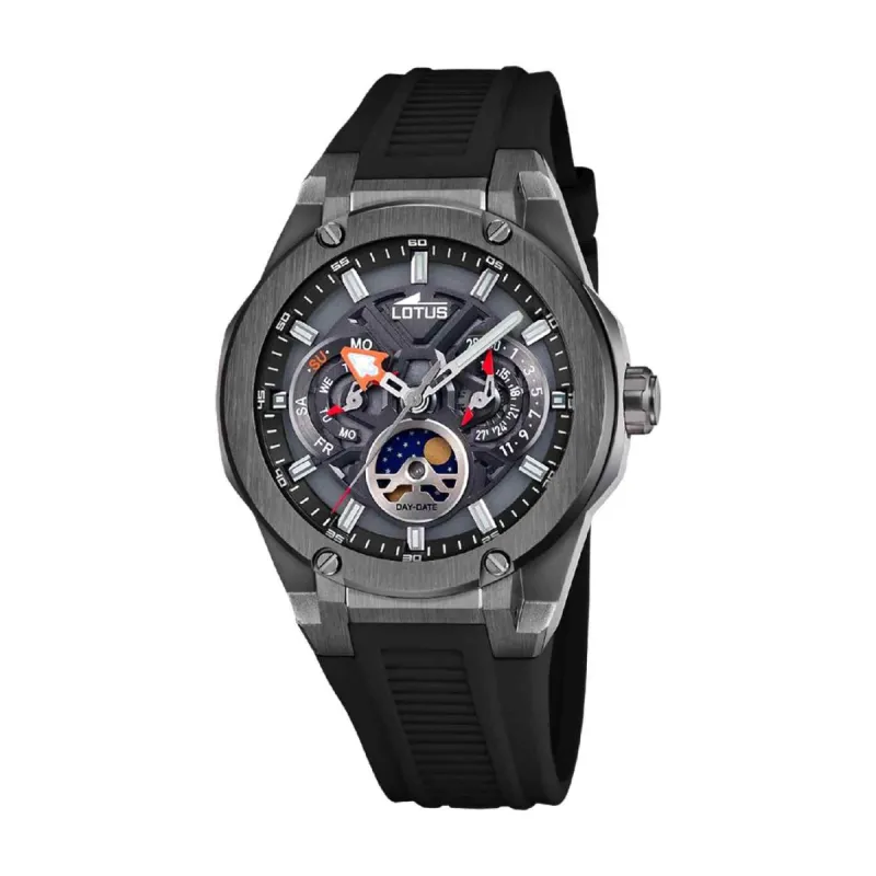 Lotus L18946/6 Men's Vortex Black Rubber Multifunction Watch sold by H.S. Johnson
