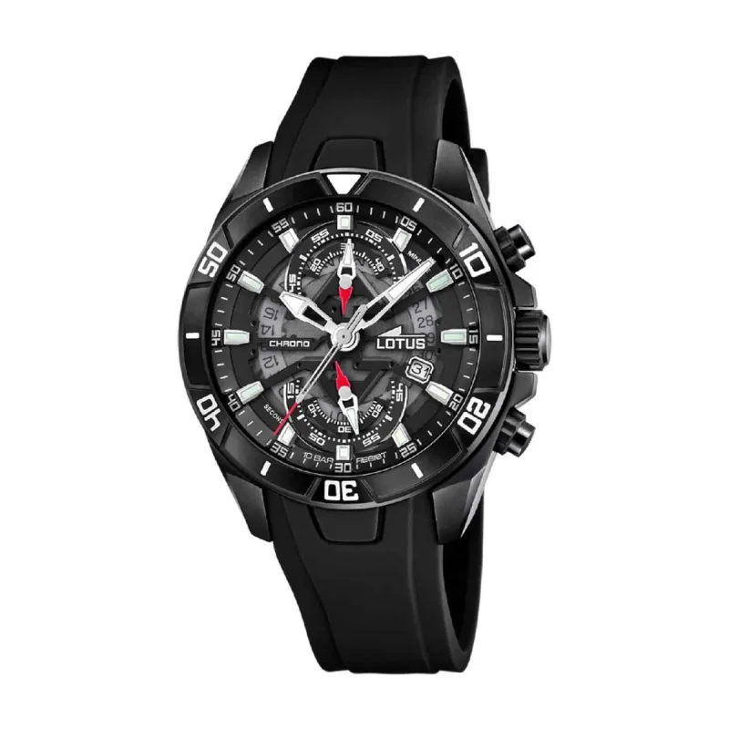 Lotus L18945/6 Men's Vortex Black Rubber Chronograph Wristwatch sold by H.S. Johnson