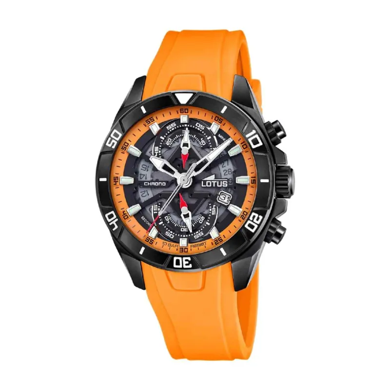 Lotus L18945/3 Men's Vortex Orange Rubber Chronograph Wristwatch sold by H.S. Johnson