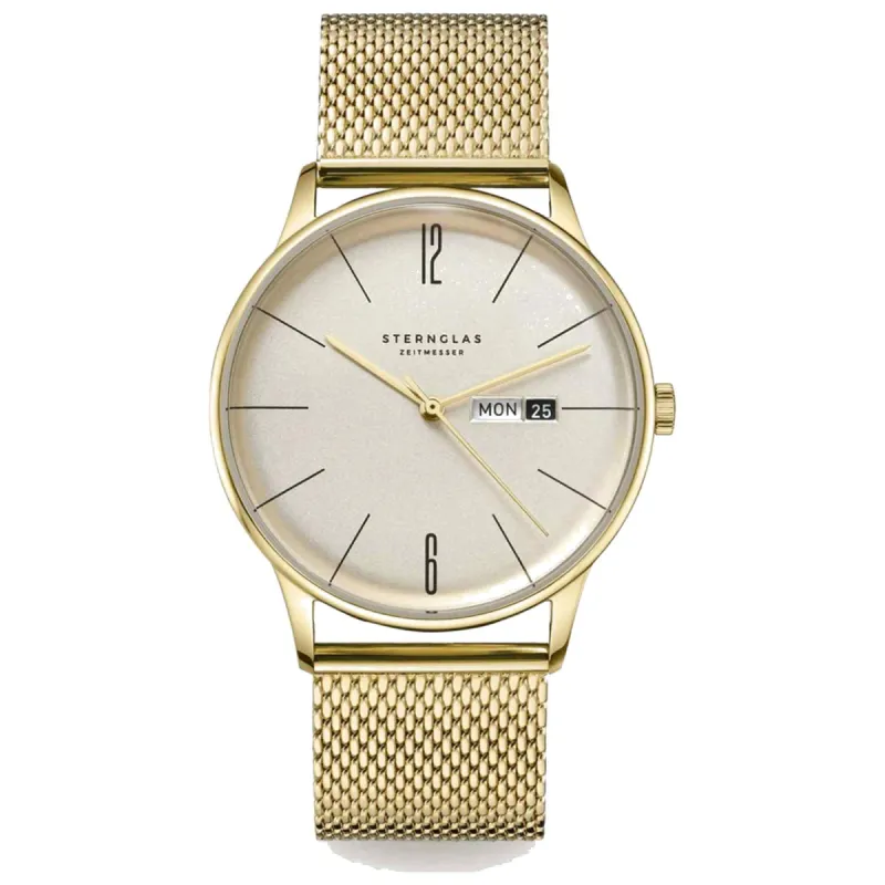 Sternglas S01-BE14-MI05 Men's Berlin Gold Mesh Wristwatch sold by H.S. Johnson