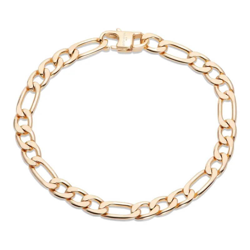 Unique & Co LAB-205/21CM Men's Figaro Matte And Polished Gold IP Bracelet sold by H.S. Johnson