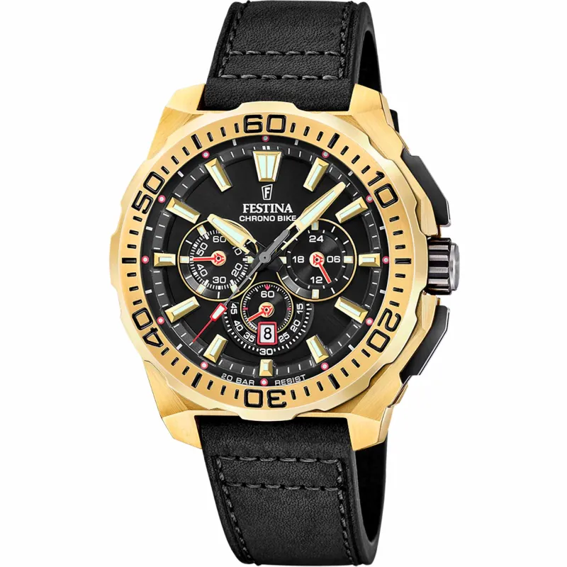 Festina F20728/3 Men's Chrono Bike Leather Strap Watch sold by H.S. Johnson