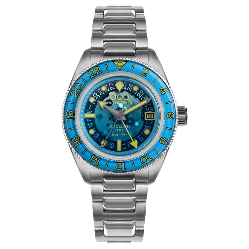 Out Of Order 001-25.AA  Angelo Azzurro Automatic GMT Watch made by H.S. Johnson
