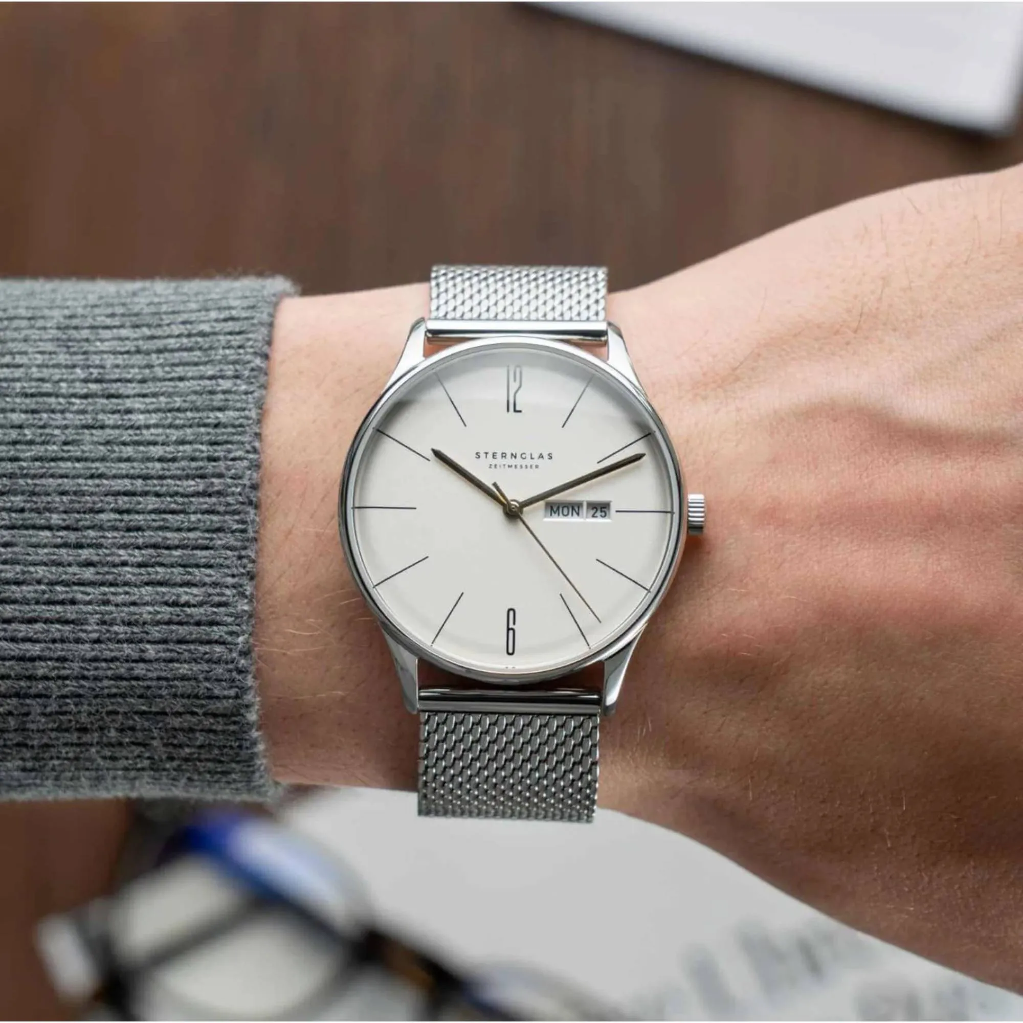 Sternglas S01-BE10-MI04 Men's Berlin Silver Mesh Watch sold by H.S. Johnson product image thumbnail 2