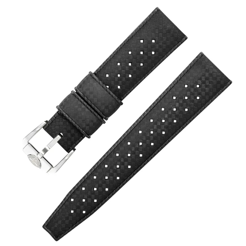 Squale CINHTRB20 20mm Homage Tropic Black Rubber Strap sold by H.S. Johnson