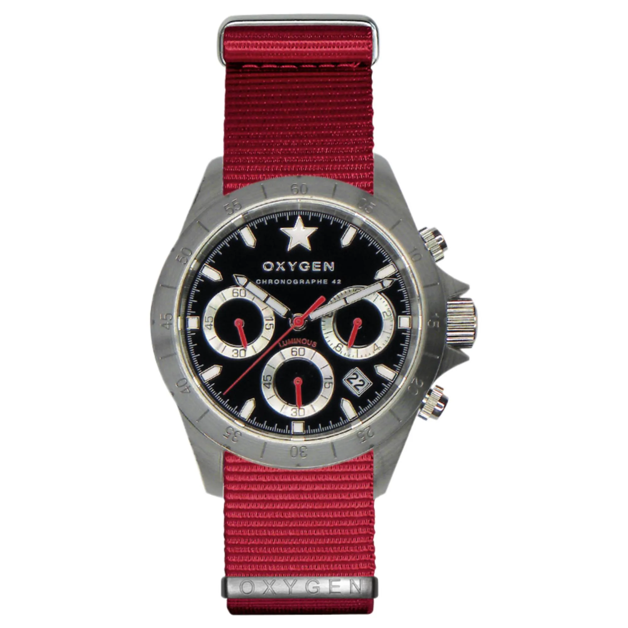Oxygen EX-C-SPR-42-NN-RE Record Chronograph Red Wristwatch sold by H.S. Johnson