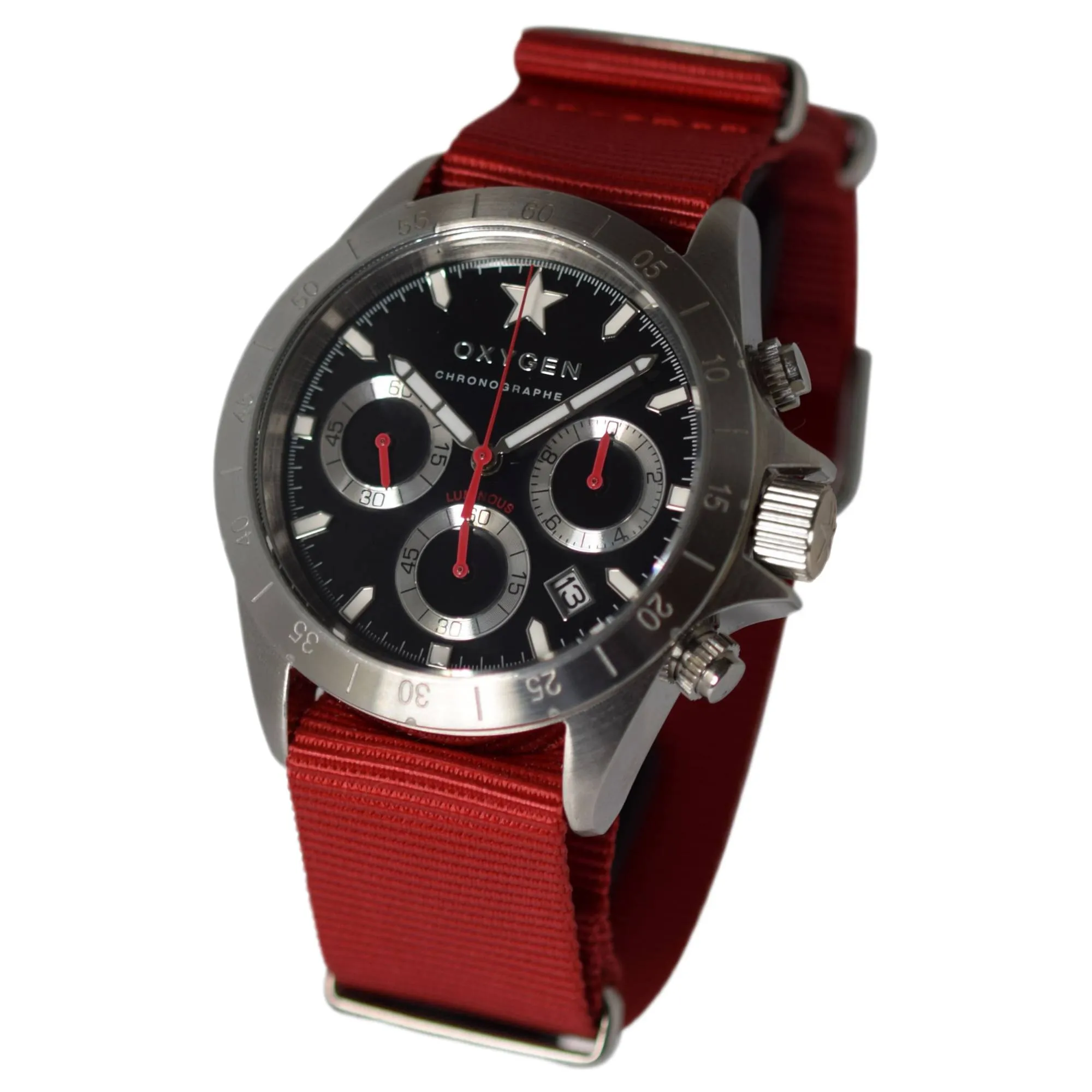 Oxygen EX-C-SPR-42-NN-RE Record Chronograph Red Wristwatch sold by H.S. Johnson product image thumbnail 2