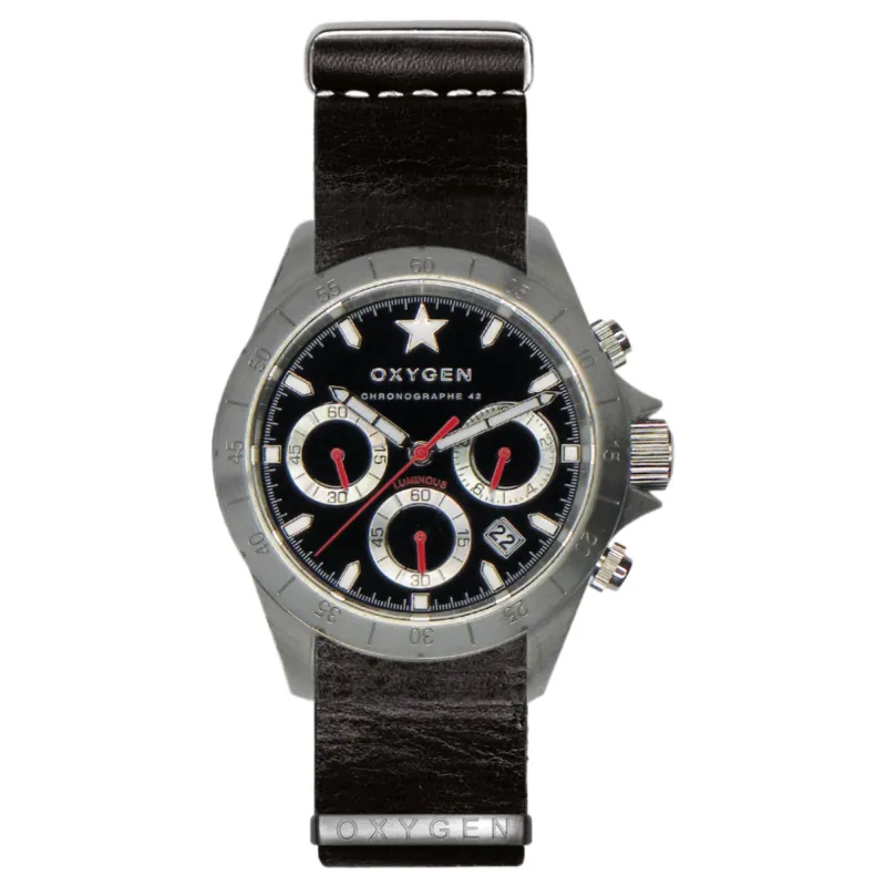 Oxygen EX-C-SPR-42-NL-BL Sprint Chronograph Black Watch sold by H.S. Johnson
