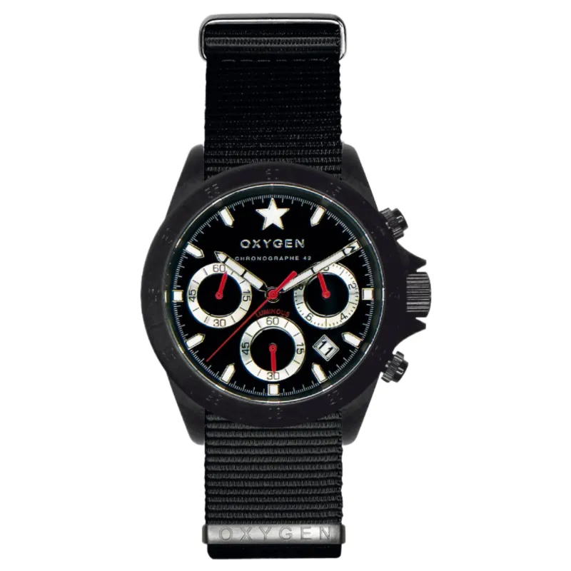 Oxygen EX-C-REC-42-NN-BL Record Chronograph Black Watch sold by H.S. Johnson