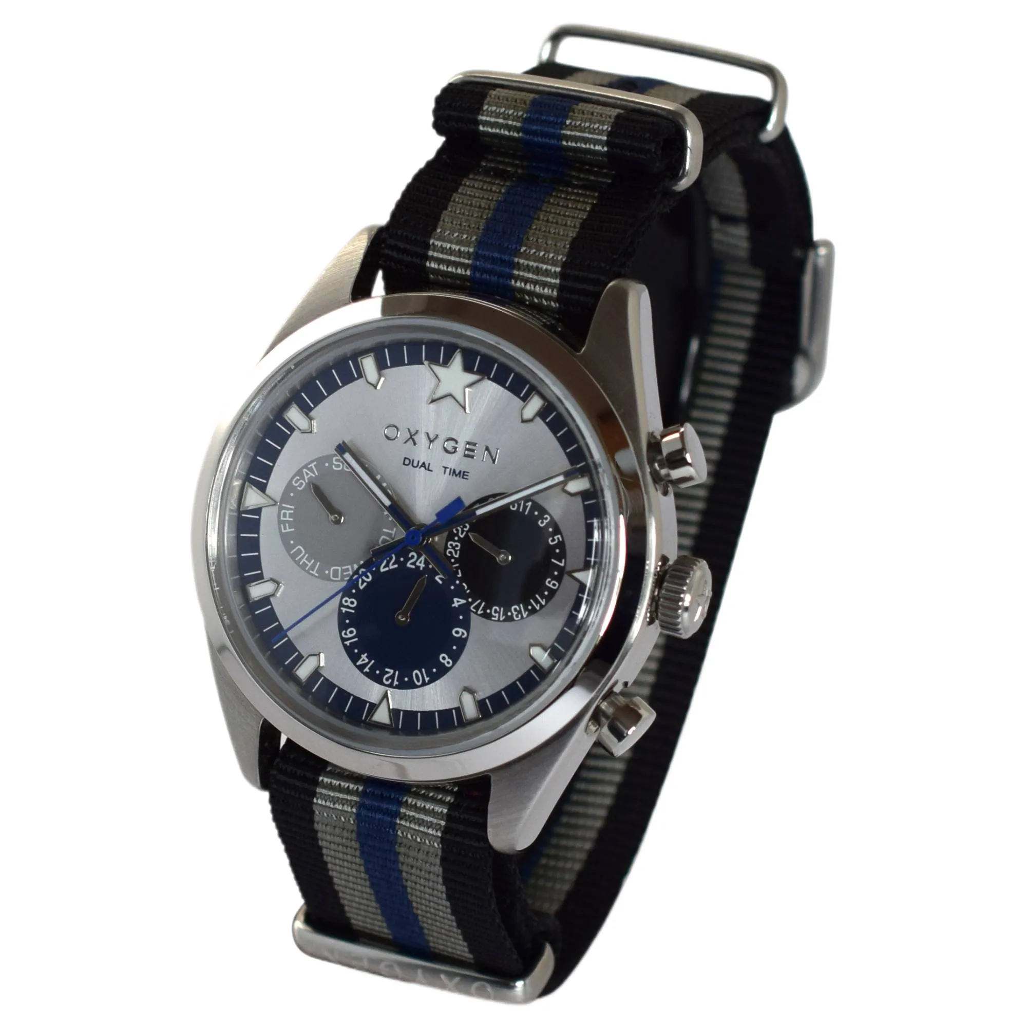 Oxygen EX-SDT-PAC-40-NN-BLGRNA Pacific 40 Dual Time Watch sold by H.S. Johnson product image thumbnail 2