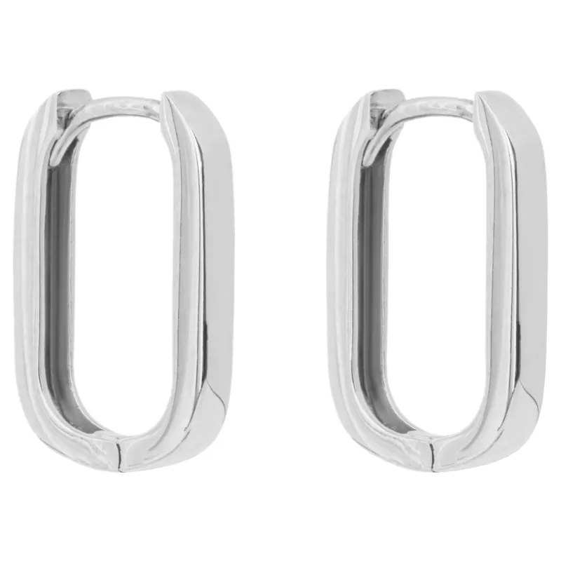 Elements Gold GE1003 U Shape Hoop Earrings in 9ct White Gold sold by H.S. Johnson