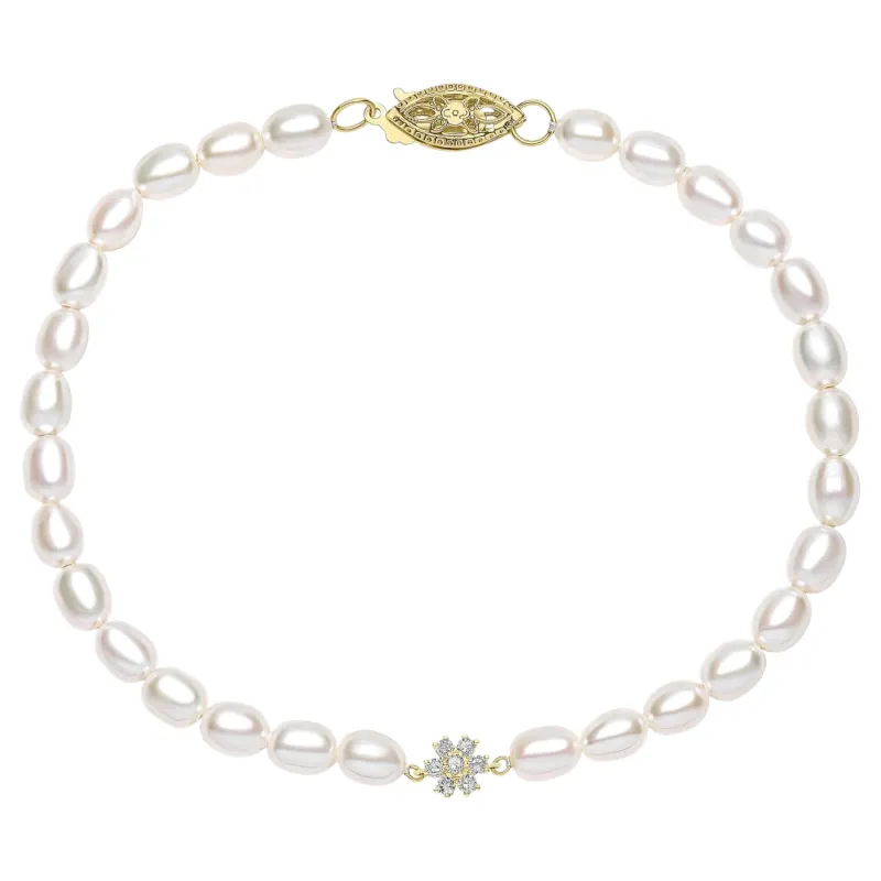 Elements Gold GB531W Seed Pearl And Flower Bracelet in 9ct Gold sold by H.S. Johnson