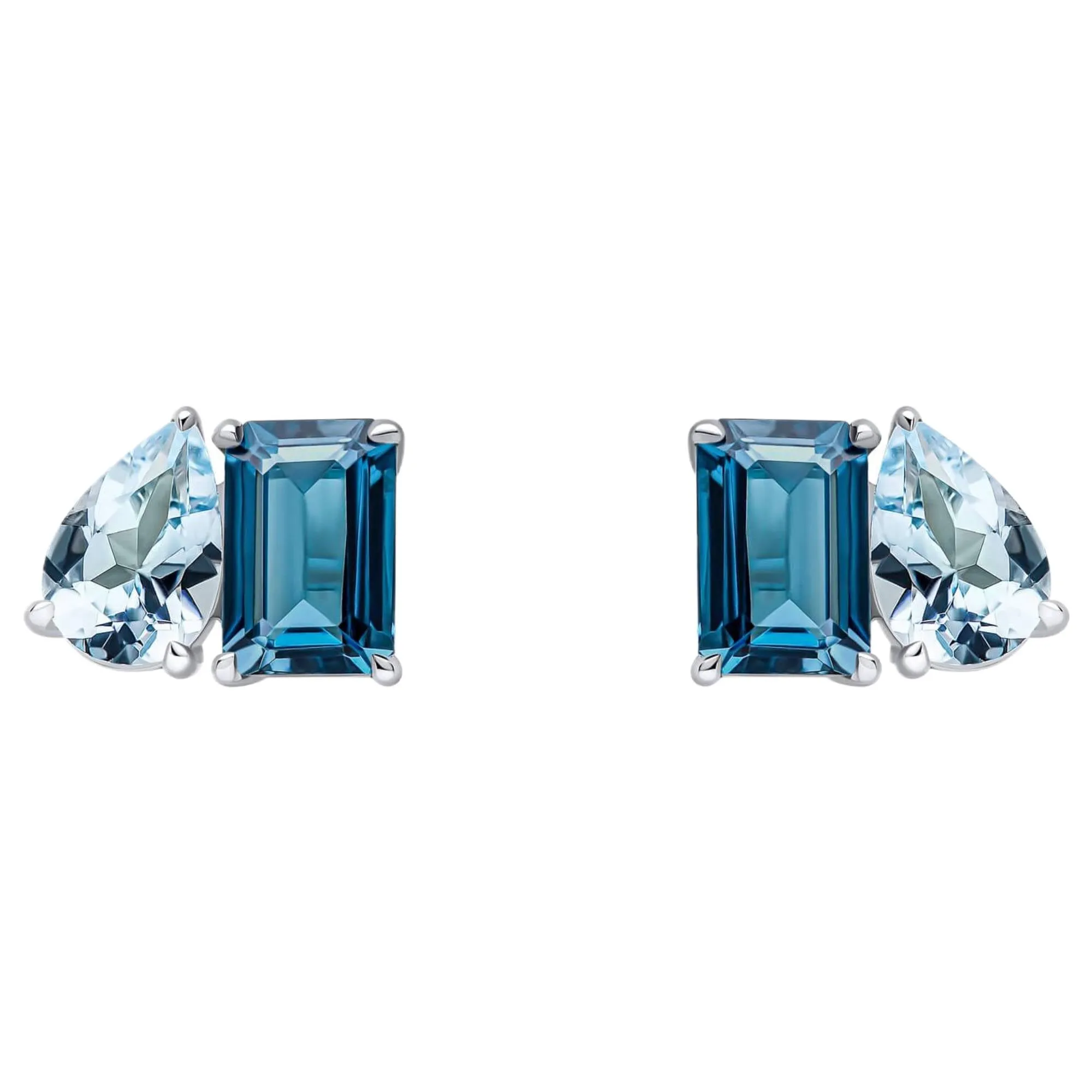 Elements Gold GE2473 Toi et Moi Blue Topaz Stud Earrings in 9ct White Gold sold by H.S. Johnson
