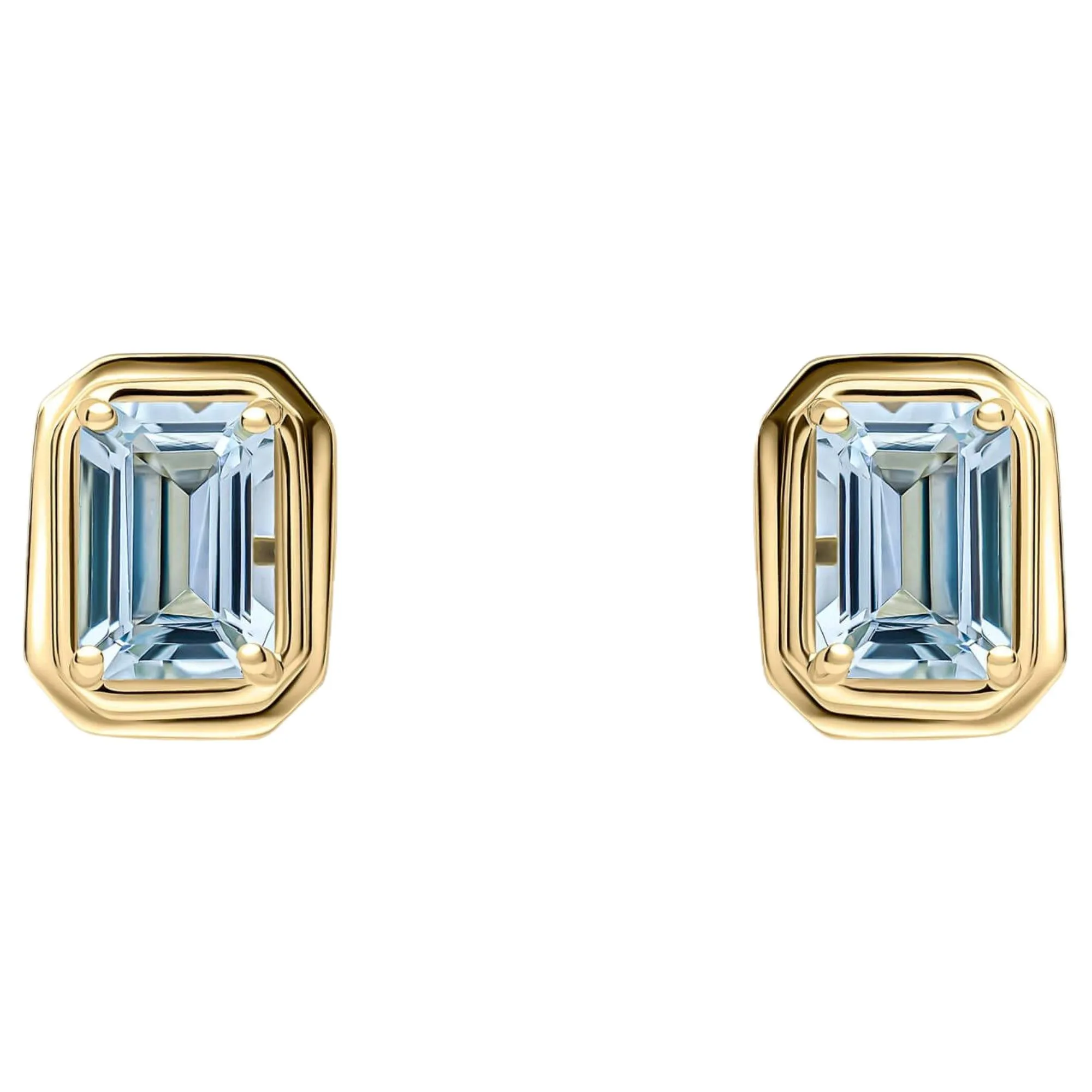 Elements Gold GE2475T Elongated Octagon Aquamarine Stud Earrings in 9ct Gold sold by H.S. Johnson