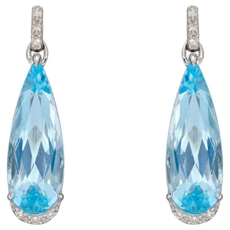Elements Gold GE2385T Elongated Semi-Precious Teardrop Earrings in 9ct White Gold sold by H.S. Johnson
