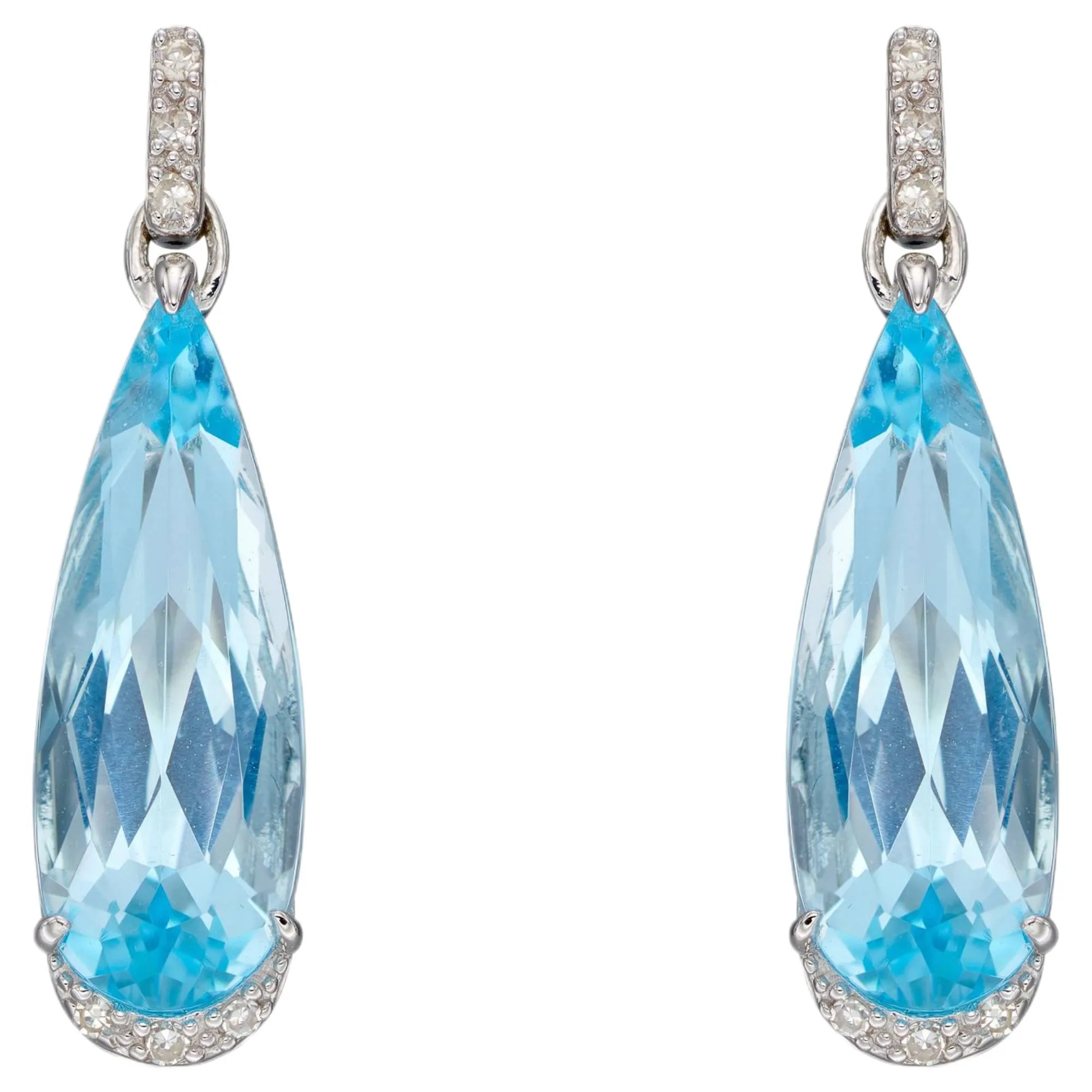 Elements Gold GE2385T Elongated Semi-Precious Teardrop Earrings in 9ct White Gold sold by H.S. Johnson