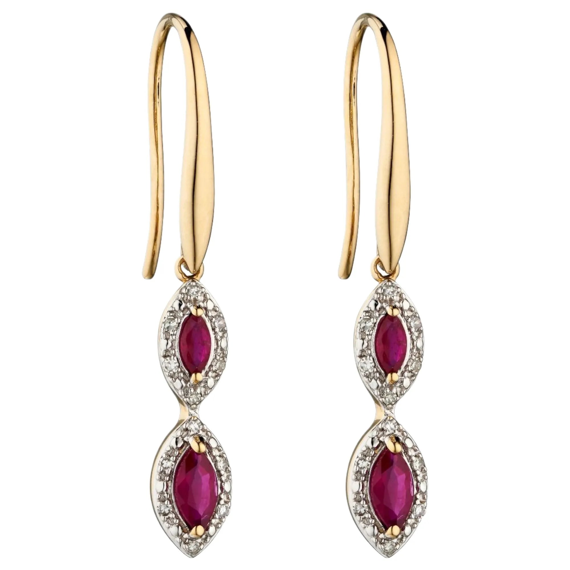 Elements Gold GE2283R Marquise Double Drop Earrings in 9ct Gold sold by H.S. Johnson