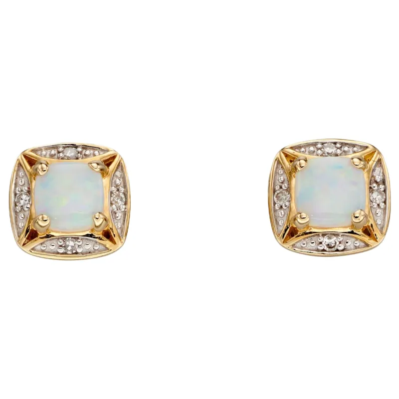 Elements Gold GE2317W Semi-Precious Earrings with Diamond Surround in 9ct Gold sold by H.S. Johnson