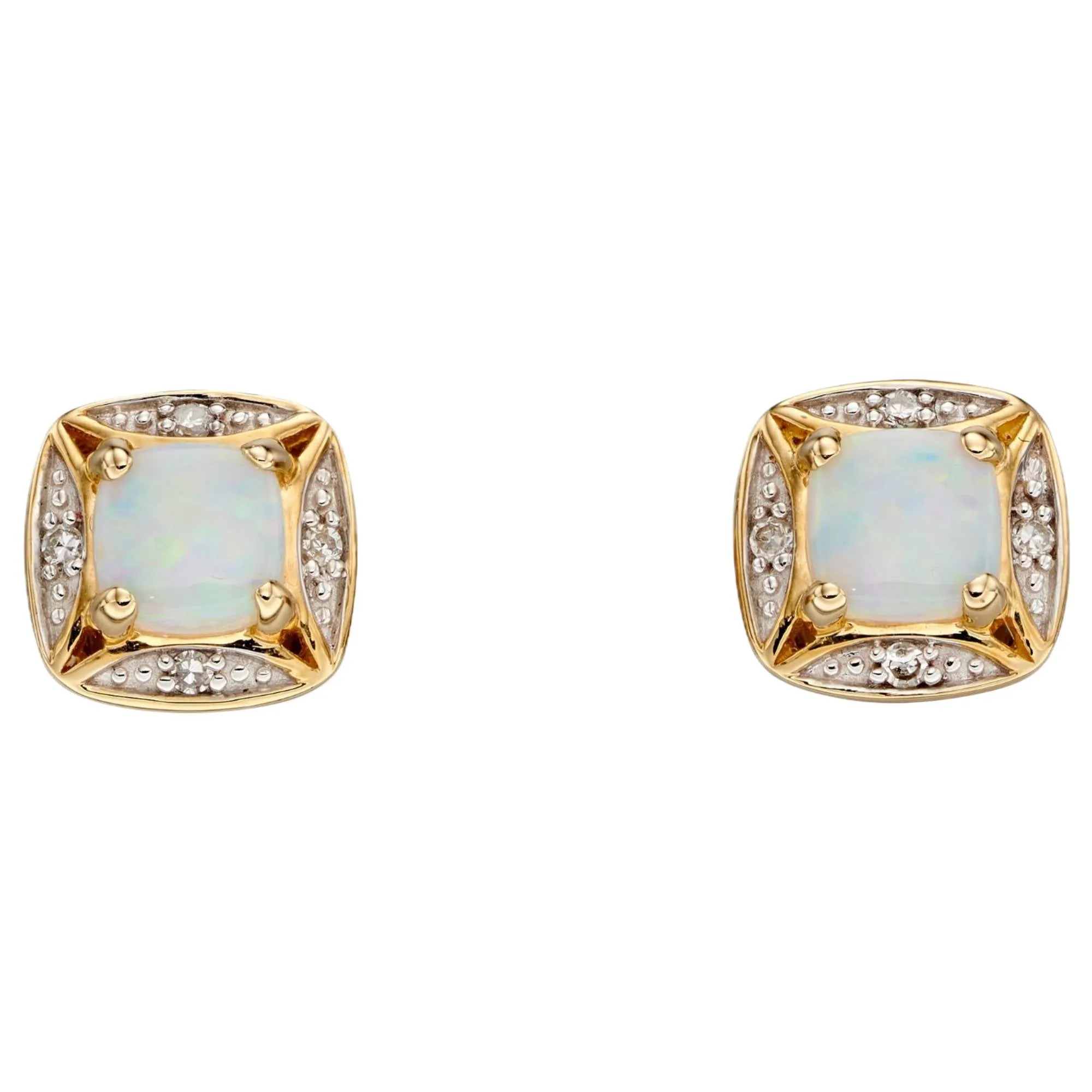 Elements Gold GE2317W Semi-Precious Earrings with Diamond Surround in 9ct Gold sold by H.S. Johnson
