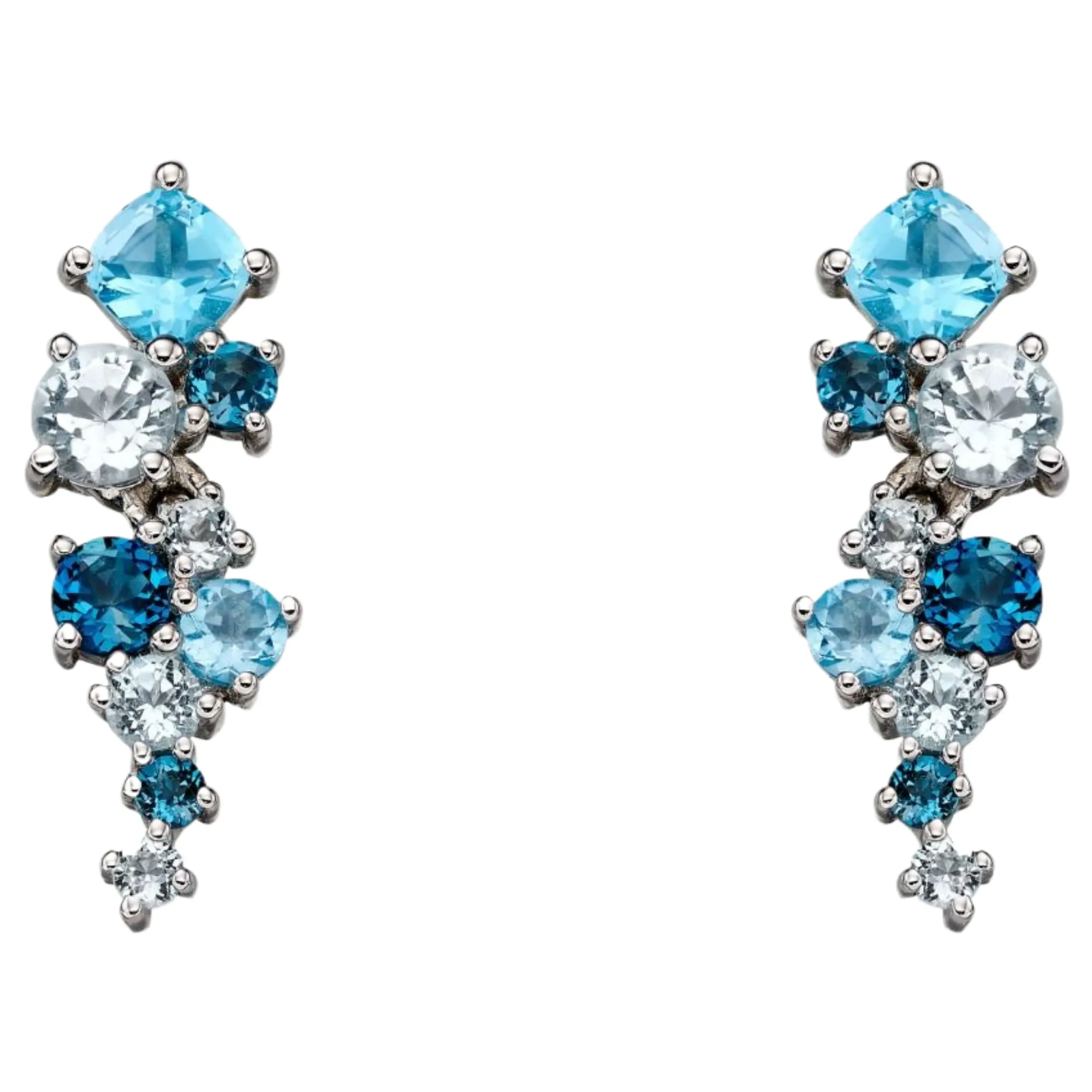 Elements Gold GE2225T Scatter Earrings with Blue Topaz in 9ct White Gold sold by H.S. Johnson