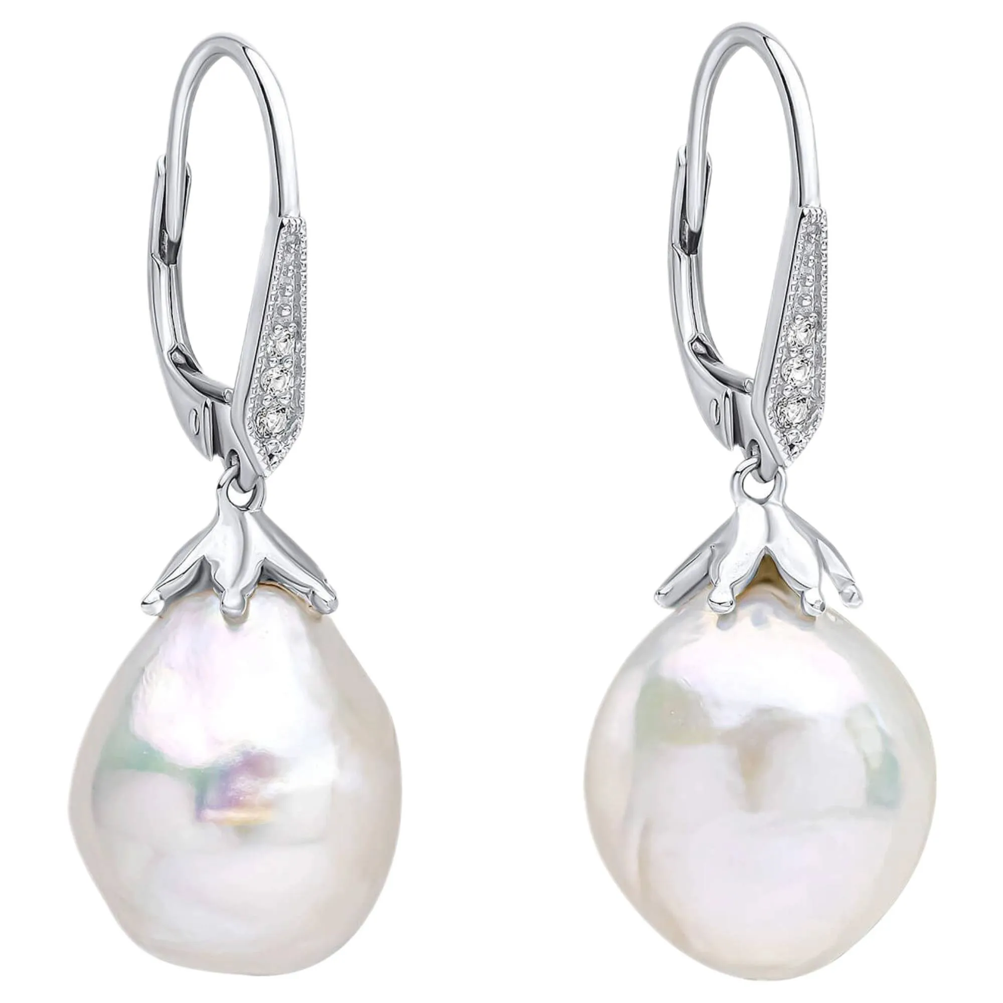 Elements Gold GE2510W Oversized Baroque Pearl Drop Earrings in 9ct White Gold sold by H.S. Johnson